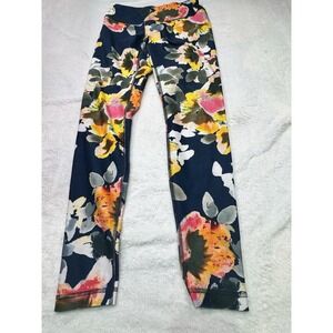 Pure‎ + Good Floral Leggings Navy Multi Color Athletic Yoga Pants XSmall
